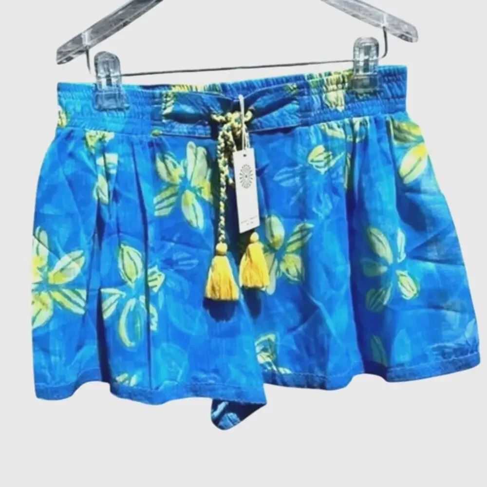 RAMY BROOK Shorts NEW Size S Printed Tessa Semi Sheer Blue Elastic Waist $195 - Picture 5 of 8
